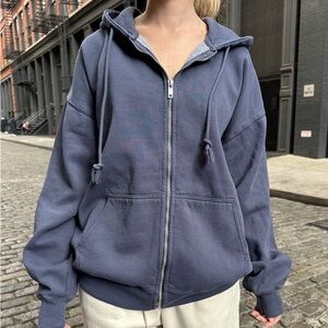 Brandy Melville Light Blue Oversized Zip-Up Hoodie